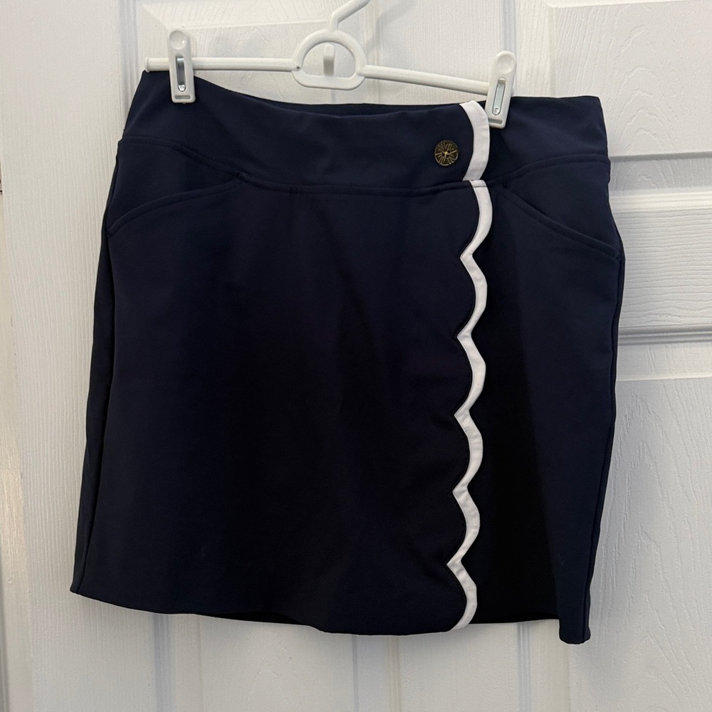 Lilly Pulitzer Navy Skort with White Scalloped Trim